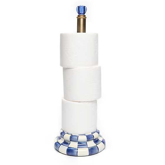 MacKenzie-Childs Bath Royal Check Enamel Toilet Tissue Storage