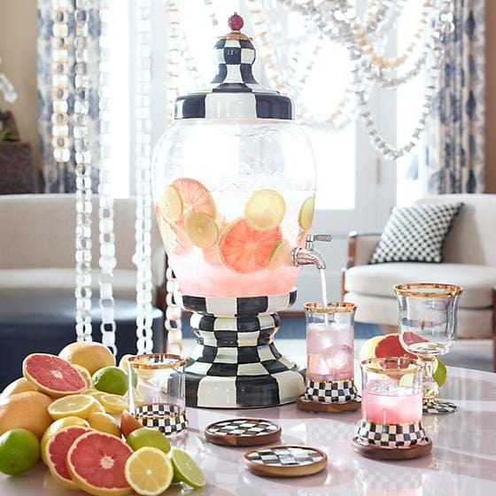 MacKenzie-Childs Beverage Dispenser Courtly Check Enamel Beverage Hostess