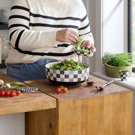 MacKenzie-Childs BOWL Indigo Check Serving Bowl