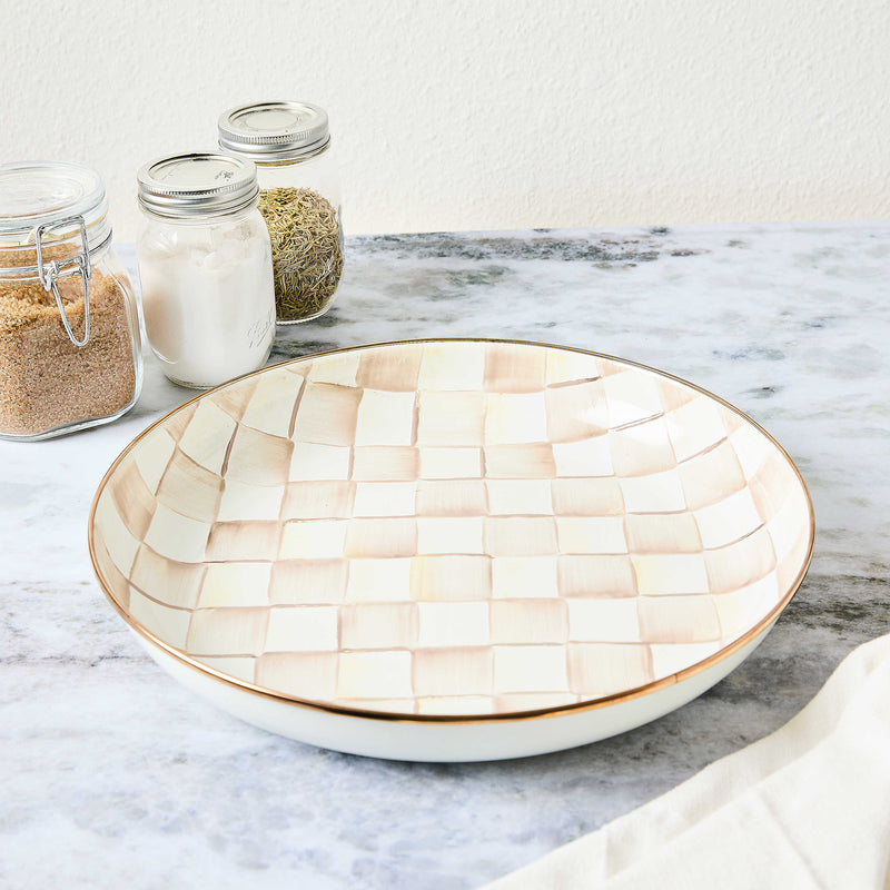 MacKenzie-Childs Bowl Mocha Check Abundant Bowl