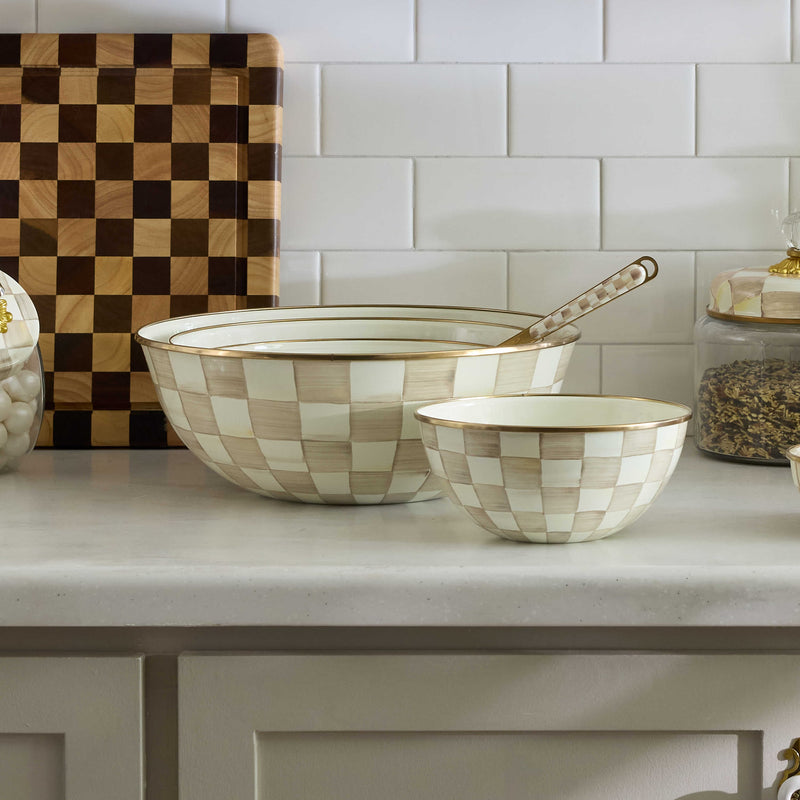 MacKenzie-Childs Bowl Mocha Check Medium Everyday Bowl