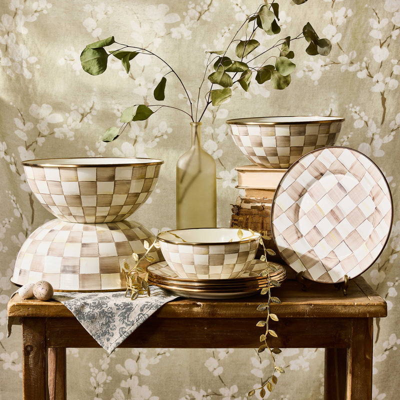 MacKenzie-Childs Bowl Mocha Check Medium Everyday Bowl