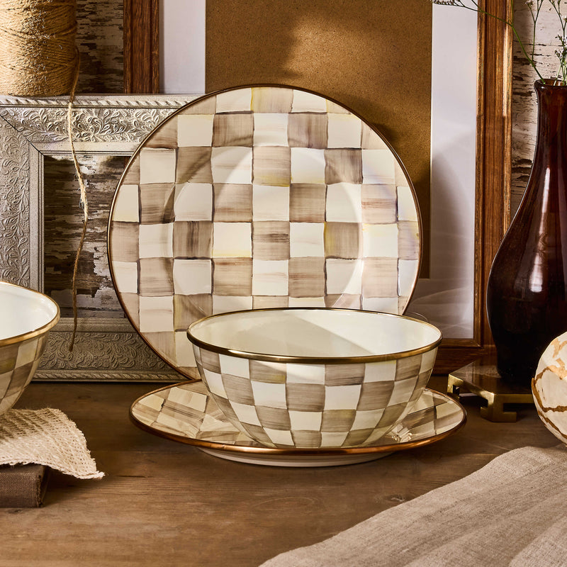 MacKenzie-Childs Bowl Mocha Check Small Everyday Bowl