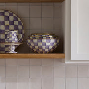 MacKenzie-Childs Bowl Violet Check Extra Large Everyday Bowl
