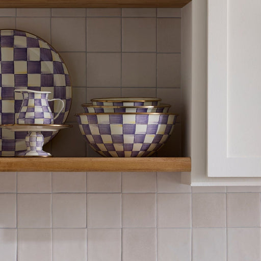 MacKenzie-Childs Bowl Violet Check Extra Large Everyday Bowl