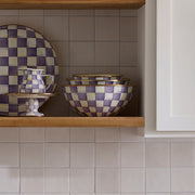 MacKenzie-Childs Bowl Violet Check Large Everyday Bowl