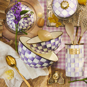 MacKenzie-Childs Bowl Violet Check Large Everyday Bowl