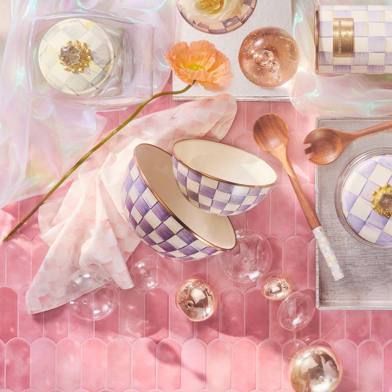 MacKenzie-Childs Bowl Violet Check Medium Everyday Bowl