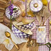MacKenzie-Childs Bowl Violet Check Medium Everyday Bowl