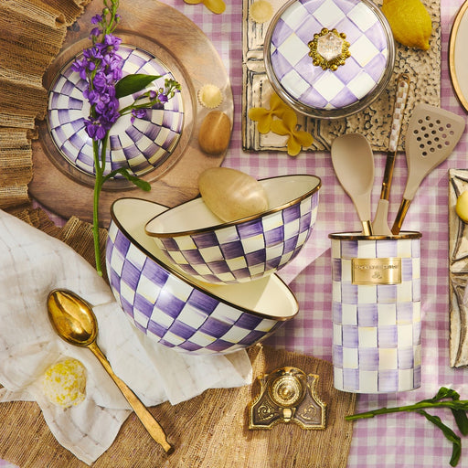 MacKenzie-Childs Bowl Violet Check Medium Everyday Bowl