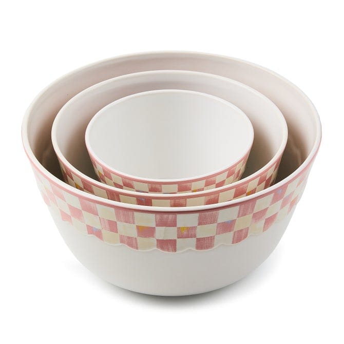 MacKenzie-Childs Bowls Mackenzie - Childs Rosy Check Everyday Mixing Bowls, Set of 3