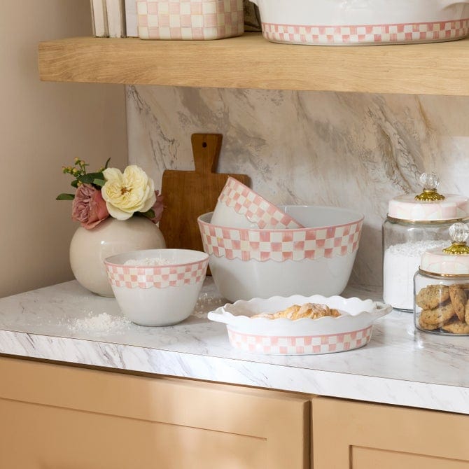 MacKenzie-Childs Bowls Mackenzie - Childs Rosy Check Everyday Mixing Bowls, Set of 3