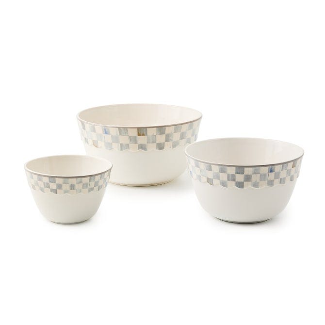 MacKenzie-Childs Bowls Mackenzie-Childs Sterling Check Everyday Mixing Bowls, Set of 3