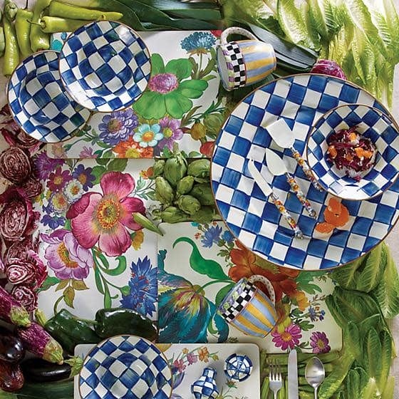 MacKenzie-Childs Bowls Royal Check Breakfast Bowl