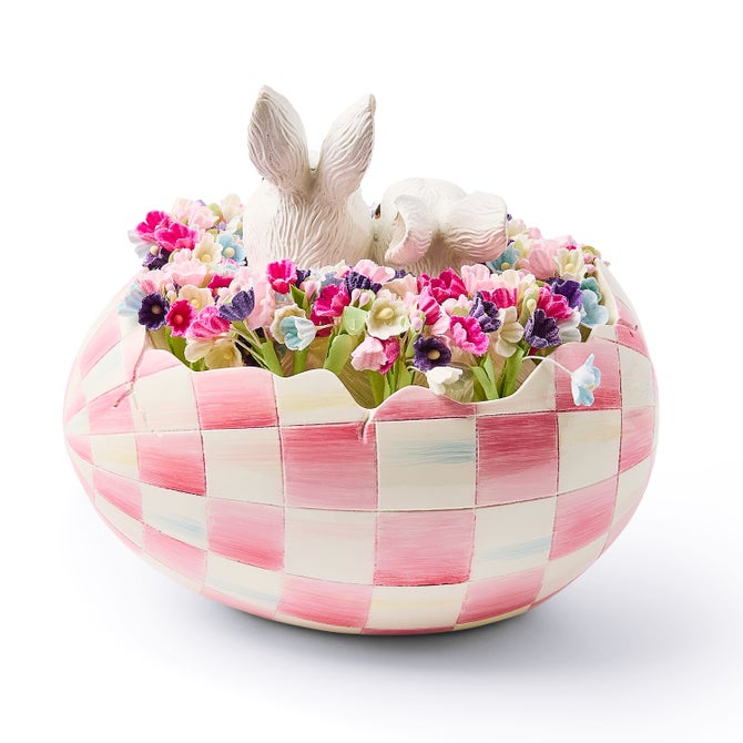 MacKenzie-Childs Bunnies & Rabbits Bubblegum Check Peekaboo Egg