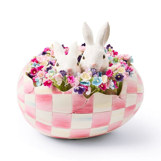 MacKenzie-Childs Bunnies & Rabbits Bubblegum Check Peekaboo Egg