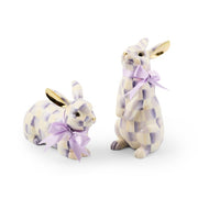 MacKenzie-Childs Bunnies & Rabbits Violet Check Resting Bunny