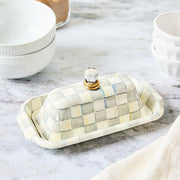 MacKenzie-Childs Butter Dish Sterling Check Butter Box