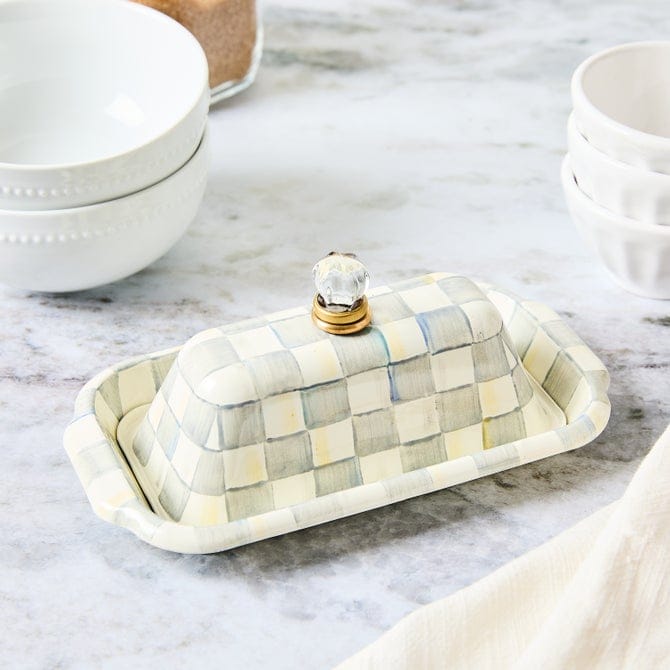 MacKenzie-Childs Butter Dish Sterling Check Butter Box