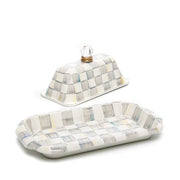 MacKenzie-Childs Butter Dish Sterling Check Butter Box