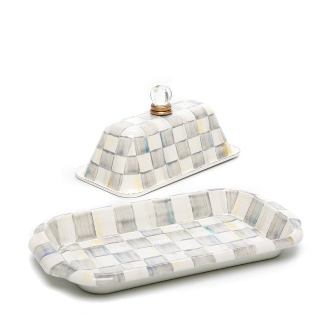 MacKenzie-Childs Butter Dish Sterling Check Butter Box