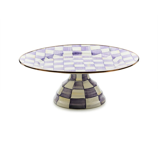 MacKenzie-Childs Cake Stand Violet Check Large Pedestal Platter