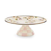 MacKenzie-Childs Cake Stand Wildflowers Pink Large Pedestal Platter
