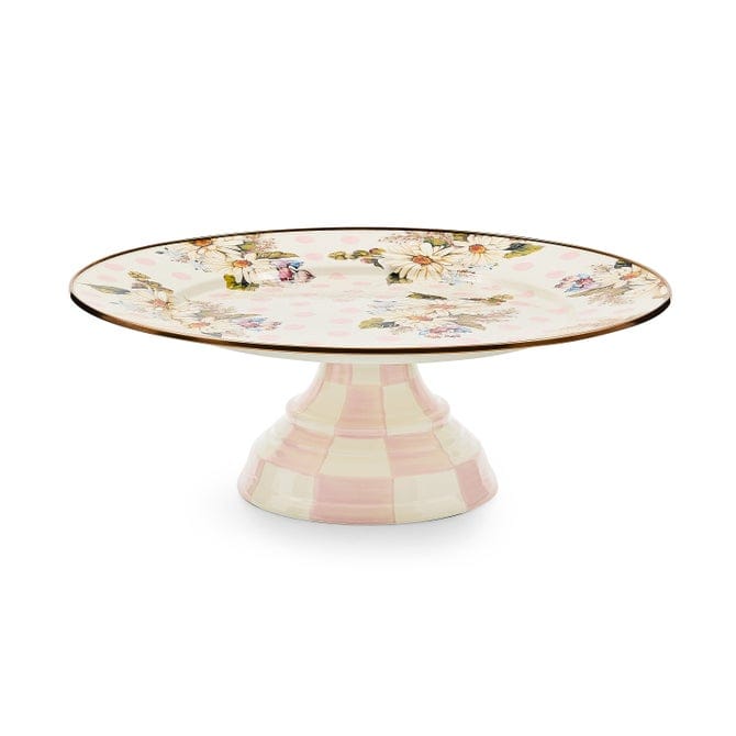 MacKenzie-Childs Cake Stand Wildflowers Pink Large Pedestal Platter