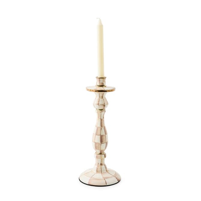 MacKenzie-Childs Candle Holders Mackenzie-Childs Mocha Check Large Candlestick