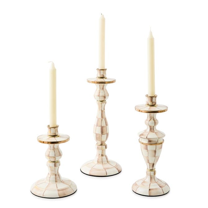 MacKenzie-Childs Candle Holders Mackenzie-Childs Mocha Check Large Candlestick