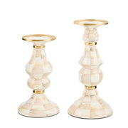 MacKenzie-Childs Candle Holders Mackenzie-Childs Mocha Check Large Pillar Candlestick