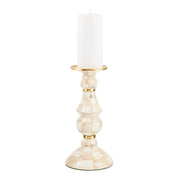 MacKenzie-Childs Candle Holders Mackenzie-Childs Mocha Check Large Pillar Candlestick