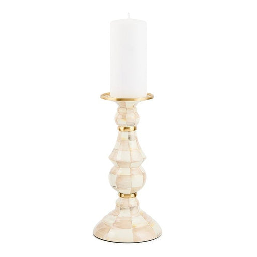 MacKenzie-Childs Candle Holders Mackenzie-Childs Mocha Check Large Pillar Candlestick