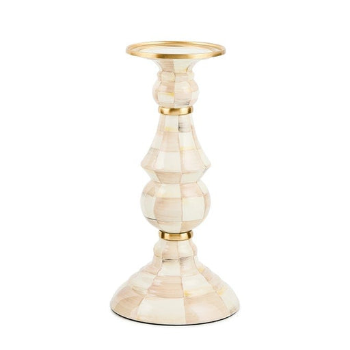 MacKenzie-Childs Candle Holders Mackenzie-Childs Mocha Check Large Pillar Candlestick