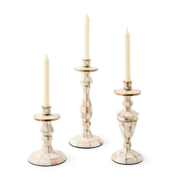MacKenzie-Childs Candle Holders Mackenzie-Childs Mocha Check Small Candlestick