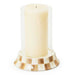 MacKenzie-Childs Candle Holders Mocha Check Pillar Glass Candle Holder