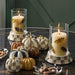 MacKenzie-Childs Candle Holders Mocha Check Pillar Glass Candle Holder