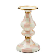 MacKenzie-Childs Candle Holders Rosy Check Medium Pillar Candlestick