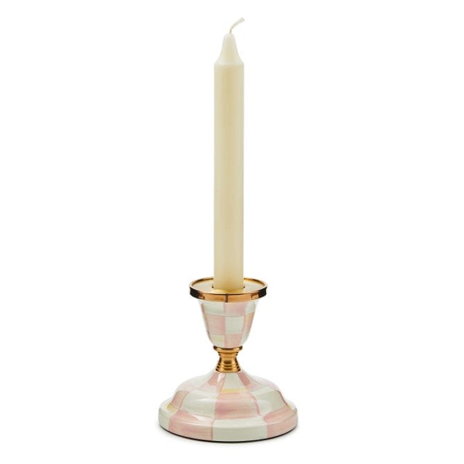 MacKenzie-Childs Candle Holders Rosy Check Short Candlestick