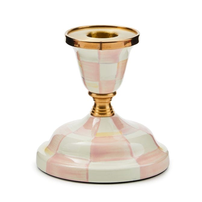 MacKenzie-Childs Candle Holders Rosy Check Short Candlestick
