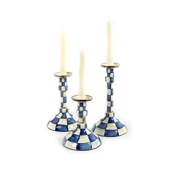 MacKenzie-Childs Candle Holders Royal Check Enamel Candlestick - Middling