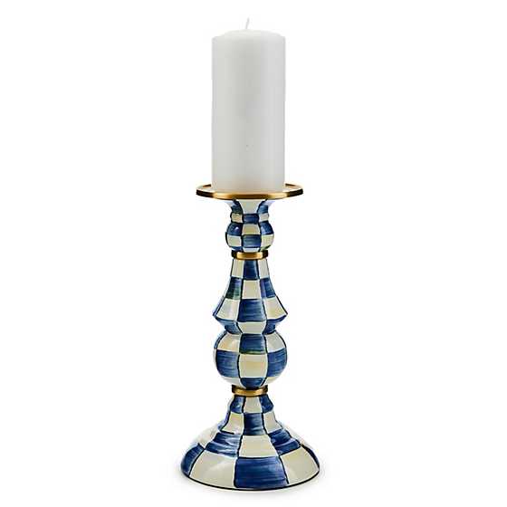 MacKenzie-Childs Candle Holders Royal Check Large Pillar Candlestick