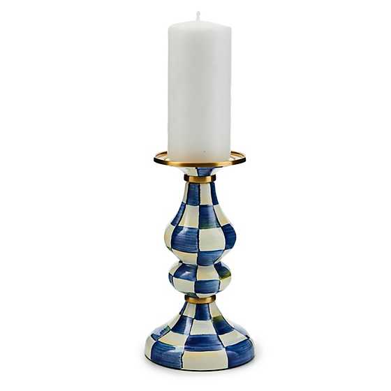 MacKenzie-Childs Candle Holders Royal Check Medium Pillar Candlestick