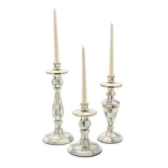 MacKenzie-Childs Candle Holders Sterling Check Enamel Candlestick - Large