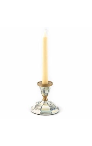 MacKenzie-Childs Candle Holders Sterling Check Enamel Candlestick - Short