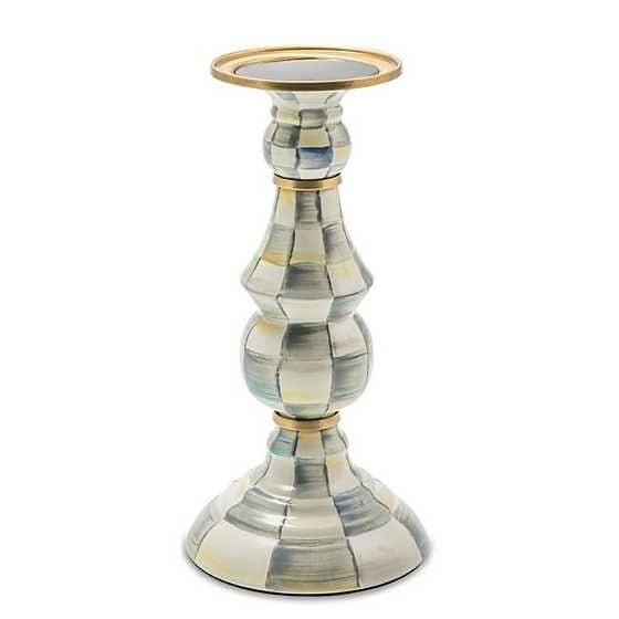 MacKenzie-Childs Candle Holders Sterling Check Enamel Pillar Candlestick - Large