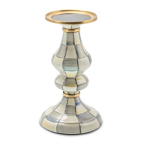 MacKenzie-Childs Candle Holders sterling check enamel pillar candlestick - medium core UNITS