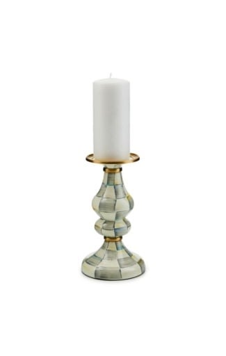 MacKenzie-Childs Candle Holders sterling check enamel pillar candlestick - medium core UNITS