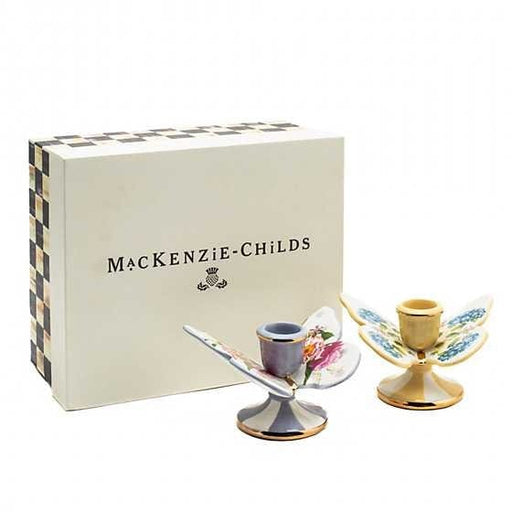MacKenzie-Childs Candle Holders Wildflowers Butterfly Candle Holders, Set of 2