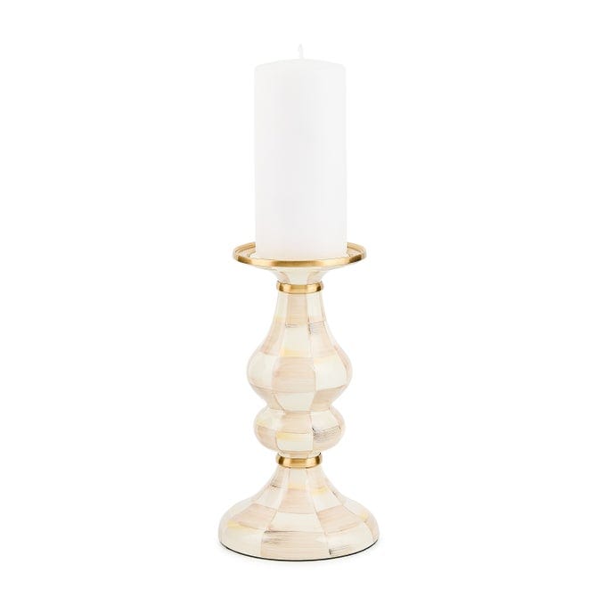 MacKenzie-Childs Candleholder Mackenzie-Childs Mocha Check Medium Pillar Candlestick